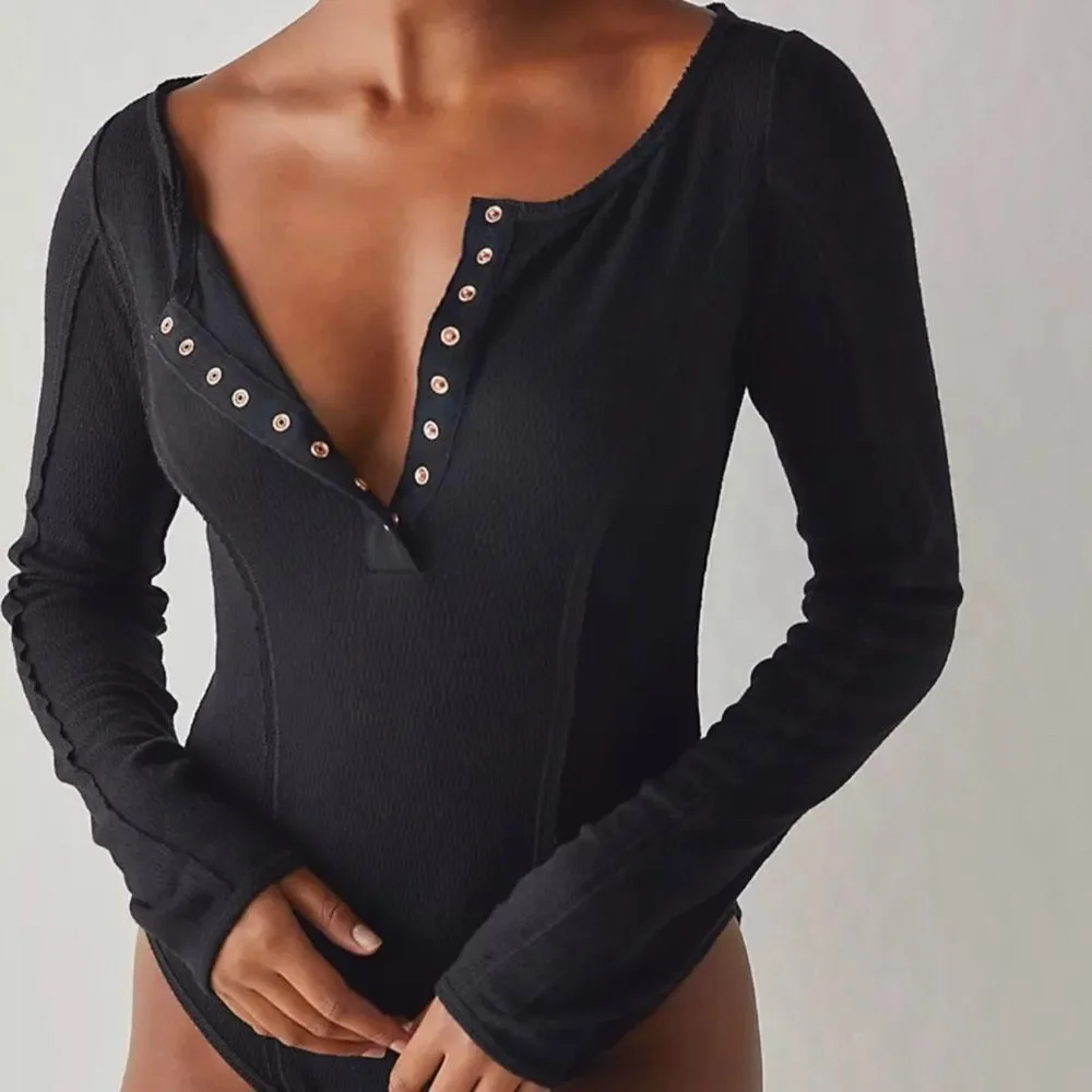 Free People Sloane Bodysuit Black Size XS NWT